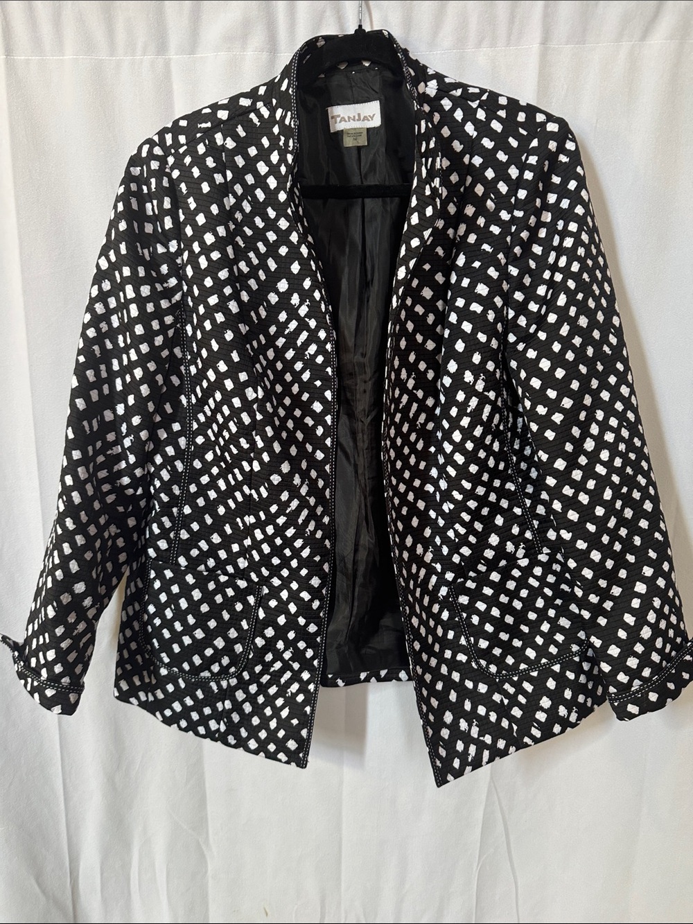 TanJay Black and White Checked-Spot Blazer